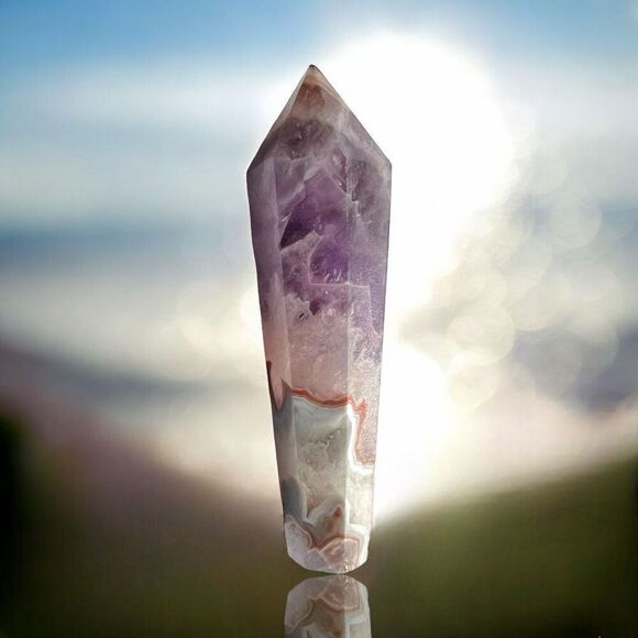 Amethyst Crazy Lace Crystal Wand‎ (#7) - Picture 1 of 11